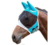 Masque Anti-Mouches Cheval - Filet Respirant en avec Protection UV | avec Oreilles Sangle Élastique Large Espace pour Les Yeux Demi-Masque - pour Bétail Vache Ferme Campagne Toutes Saisons