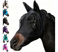 Masque Anti-Mouches for Chevaux avec Oreilles, Respirant Et Élastique, Couverture Complète for Protection Contre Les UV Et Les Insectes, for Les Randonnées, Les Pâturages