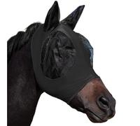 Masque Anti-Mouches for Chevaux, Design 3D, Protection oculaire d'été for Animaux de Compagnie, Anti-moustiques, Demi-Visage en Maille, Housse pour Cheval(Black)