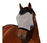 Masque anti-mouches gris grand espace respirant protection UV confortable en maille avec sangle réglable pour chevaux