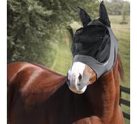 Masque Anti-Mouches Léger en Lycra, Filet Long pour Les Yeux, N’Entrave Pas Le Champ de Vision du Cheval, Protection Yeux et Oreilles (COB, Gris)