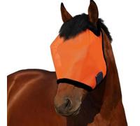 Masque anti-mouches orange pour cheval - Grand espace - Respirant - Protection UV - Confortable - En maille - Avec sangle réglable