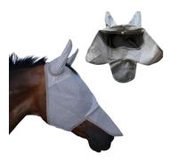 Masque anti-mouches pour cheval avec cache-nez et oreilles - Protection UV à 95 % - Visière intégrée - Masque respirant et léger - Ajustement réglable pour plus de confort Cheval Taille M/L