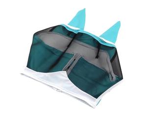 Masque Anti-Mouches pour Cheval avec Oreilles Filet respirant en avec | Avec oreilles, sangle élastique, masque oculaire demi-visage pour équidés pour Bétail Vache Ferme Campagne Tou