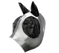 Masque anti-mouches pour cheval avec ouverture avant bloc, couverture complète du visage pour la protection des yeux, design en maille fine respirante pour bloquer les mouches morsures, gris, 100 x 65