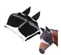 Masque Anti Mouches pour Cheval avec Protection Nasale et UV, Demi Masque Respirant en Maille Réglable avec Rembourrage Doux pour Poney COB Shetty Prairie Écurie