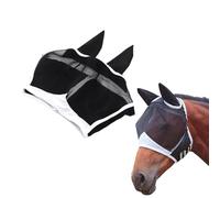 Masque Anti Mouches pour Cheval avec Protection Nasale et UV, Demi Masque Respirant en Maille Réglable avec Rembourrage Doux pour Poney COB Shetty Prairie Écurie