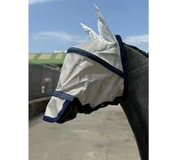 Masque anti-mouches pour cheval avec protège-nez amovible, protection UV, oreilles en maille, argent et lavande (argent, poney)