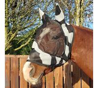 Masque anti-mouches pour cheval Bucas Buzz-Off Zebra Deluxe Blanc 145 cm