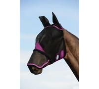 Masque anti-mouches pour cheval en maille durable avec protection oreilles et museau Weatherbeeta Comfitec Deluxe Noir Poney