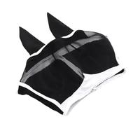 Masque anti-mouches pour cheval, filet respirant demi-visage - avec oreilles, bande élastique demi-visage, couverture anti-mouches de cheval, pour bétail, vache, pays, ferme, stable toute l'année