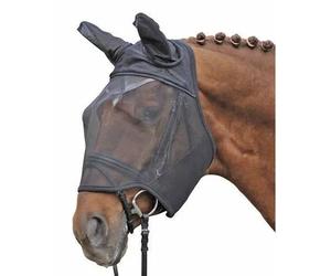 Masque anti-mouches pour cheval HKM Noir Pur-sang