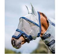 Masque anti-mouches pour cheval - HORSEWARE - Rambo - Silver & Navy - Gris - Small/Poney