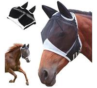 Masque Anti Mouches pour Cheval, Masque Anti Mouches Protection, Masque Protection Anti UV avec Oreilles, Masque Anti Mouches Protection UV, pour se protéger des moustiques et des Rayons UV