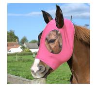 Masque anti-mouches pour cheval - Protection UV - Oreilles et nez - Rose