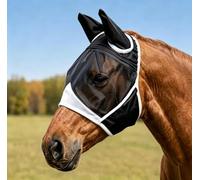 Masque anti-mouches pour cheval - Respirant - Grand espace pour les yeux | Le design ergonomique assure le confort du cheval. La maille anti-insectes apporte une vision claire et un ajustement stable