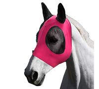 Masque Anti-Mouches pour Chevaux avec Oreilles, Haute Élasticité Respirant Protection Anti-UV, Grands Yeux, Ouverture pour La Crinière, Doux Et Confortable (Rose)
