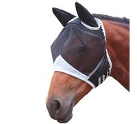 Masque Anti-Mouches pour Chevaux avec Oreilles, Taille réglable, Haute Élasticité, Respirant, Protection UV, moustiquaire en Maille,Grands Yeux, Ouverture pour La Crinière