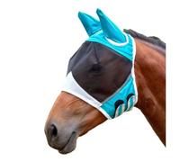Masque Anti-Mouches pour Chevaux avec Protection nasale et Protection UV,Couvre-Nez en Maille Respirante pour Poney, COB, Shetland, Fermeture Velcro réglable, Rembourrage do(Bleu-L)