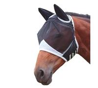Masque Anti-Mouches pour Chevaux avec Protection nasale et Protection UV,Couvre-Nez en Maille Respirante pour Poney, COB, Shetland, Fermeture Velcro réglable, Rembourrage do(Noir-L)