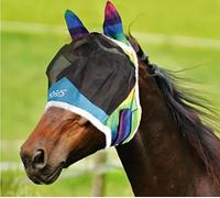 Masque Anti-Mouches Respirant Fly Shield Rainbow, Équitation, N’Entrave Pas Le Champ de Vision du Cheval, Protection des Yeux et des Oreilles (Taille XS)