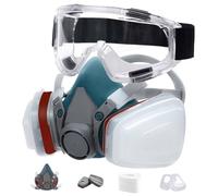 Masque Anti Poussière 18 in 1, Masques Peinture, Réutilisable Avec Filtre Anti Poussière,Masques a Gaz Respiratoire avec Filtre pour Pulvérisation,Peinture,Travaux, Produits Chimiques,Bricolage Bleu