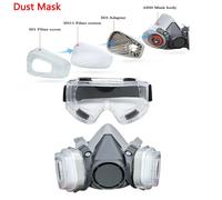 Masque anti-poussière demi-visage 6200 avec filtres à particules 503 5N11, ensemble de lunettes pour le travail industriel, pulvérisation de peinture anti-poussière, meulage de décoration 15-in-1 Glas