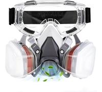 Masque Anti Poussiere Demi-Visage avec Filtres et Lunettes de Sécurité pour Le Resin Epoxy, Les Produits Chimiques, Le Ponçage, Les Travaux de Construction, Le Travail du Bois, La Peinture