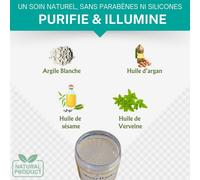 Masque Argile Blanche 300g ¿ Soin Vi & Corps Purifiant Et Hy Atant ¿ Peaux Sensibles & Sèches ¿ Enrichi En Huile Dargan, Sésame & Verveine ¿ Nettoyant, Exfoliant, Masque Hy Atant