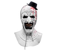 Masque Art The Clown avec Mini Chapeau, Terrifier Joker Mask pour Costume Halloween Carnaval Horror Killer Clown Cosplay (Scary Masque Clown)