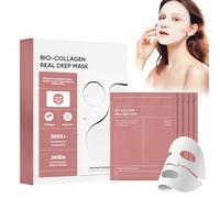Masque au Collagène, Bio Collagen Mask, 4 Pièces Bio Collagen Real Deep Mask, Bio-Collagen Korean Deep Mask, Film de Collagène, Pore Minimizing, Raffermissant la Peau, Hydratant (B) (B)