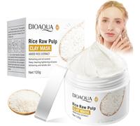 Masque au Riz Visage 120g,Rice Raw Pulp Clay Cream,Masque Visage Crème de Riz Coréen,Réparer,Hydrater,Nettoyer les Pores,éliminer L'acné et Exfolier la Peau,pour Peau Lisse et claire,un éclat Naturel