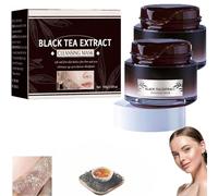 Masque au thé noir,Masque de peeling au thé noir,Masque de peau au thé noir, pour nettoyer les points noirs et l'acné, hydratant et nourrissant pour tous les types de peau. (2pcs)