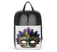 Masque avec plumes métallisées violet vert or sac à chaussures pour voyage usage quotidien sac de rangement anti-poussière pochette de chaussures de golf