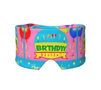 Masque cache-oreilles et yeux avec imprimé ballon « Happy Birthday » - Cadeau doux pour homme et femme - Bandeau de voyage réglable pour yoga