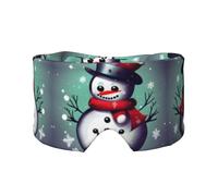 Masque cache-oreilles et yeux avec imprimé bonhomme de neige et inscription Merry Christmas Day - Bandeau de yoga réglable - Garde au chaud - Aide confortable à l'ombre