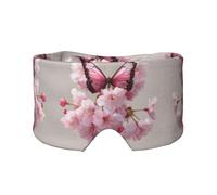 Masque cache-oreilles et yeux avec imprimé de fleurs de cerisier et de papillon - Doux et respirant, idéal pour les voyages, la méditation et une utilisation de nuit