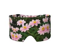 Masque cache-oreilles et yeux avec imprimé de fleurs roses blanches et dorées - Bandeau réglable pour le yoga et les voyages