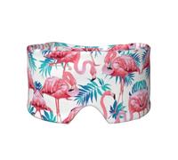 Masque cache-oreilles et yeux avec imprimé flamant rose et feuille verte - Bandeau réglable pour le yoga et les voyages, garde au chaud et confortable