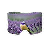 Masque cache-oreilles et yeux avec imprimé floral violet lavande et oiseau violet - Bandeau de voyage réglable pour le yoga, garder au chaud et confortable