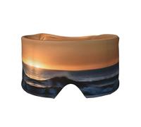 Masque cache-oreilles et yeux avec imprimé « Last Sun Rays of Over The Sea Waves » - Bandeau réglable pour le yoga et les voyages, garde au chaud - Aide confortable
