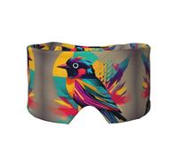 Masque cache-oreilles et yeux avec imprimé oiseau coloré - Bandeau réglable pour yoga et voyage - Garde au chaud - Aide confortable à l'ombre