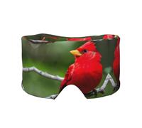Masque cache-oreilles et yeux avec imprimé oiseaux rouges - Bandeau réglable pour le yoga et les voyages, garde au chaud et confortable