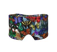 Masque cache-oreilles et yeux avec imprimé papillon coloré dessiné à la main - Bandeau de yoga réglable pour le voyage, garde au chaud et confortable