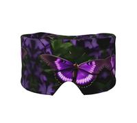 Masque cache-oreilles et yeux avec imprimé papillon violet - Bandeau réglable pour le yoga et les voyages, garde au chaud