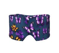 Masque cache-oreilles et yeux avec imprimé papillon violet - Bandeau réglable pour le yoga et les voyages, garde au chaud