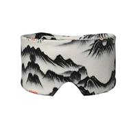 Masque cache-oreilles et yeux avec imprimé peinture de paysage chinois - Bandeau de yoga réglable pour voyage, garde au chaud et confortable