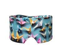 Masque cache-oreilles et yeux en papier origami imprimé grues - Bandeau de yoga réglable pour voyage, garde au chaud et confortable