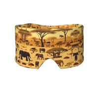 Masque cache-oreilles et yeux imprimé animaux de prairie africaine - Bloque la lumière - Réglable - Idéal pour les voyages, la méditation et le yoga