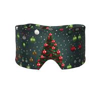 Masque cache-oreilles et yeux imprimé arbre de Noël et boule - Bandeau de yoga réglable pour voyage, garde au chaud et confortable